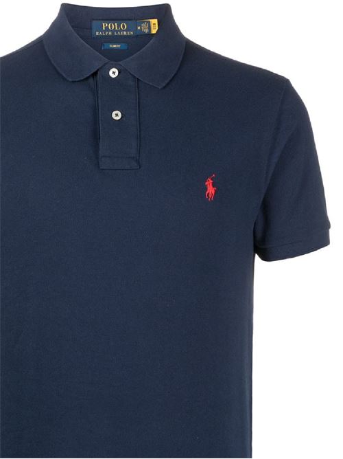 Navy-blue/red cotton Polo Pony embroidered polo shirt Polo Ralph Lauren | 710795080007